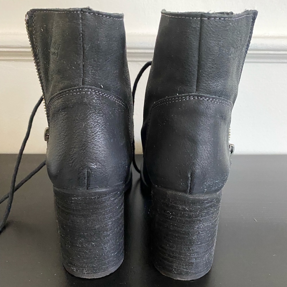 Black leather lace up booties EU 38 / US 7 - Picture 5 of 6